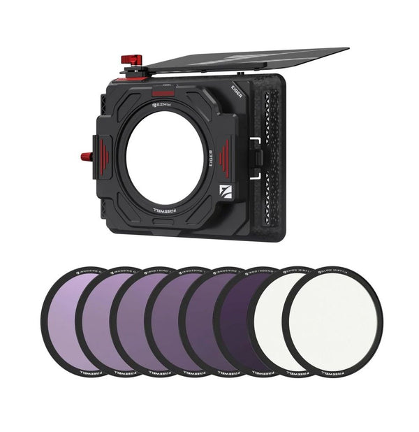 Freewell Eiger Matte Box ND/Mist Filters Kit showcasing versatile filter integration and adjustable carbon fiber top flag