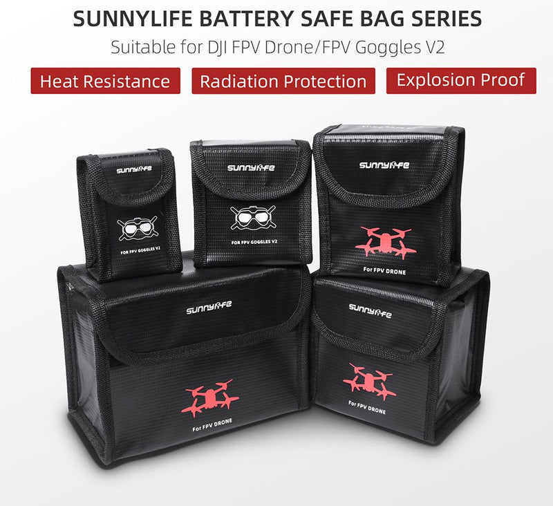 Sunnylife Li-Po Battery Safe Storage Bag for DJI FPV Drone (for 3 batteries)