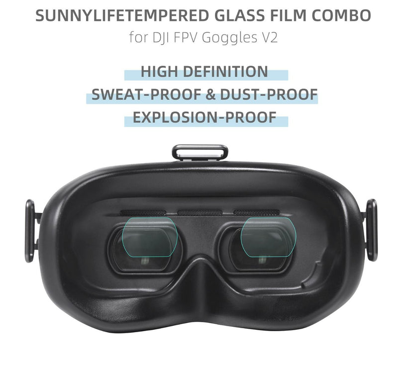 Sunnylife HD Tempered Glass Protective Lens Film for DJI FPV Goggles V2 (1 pair)