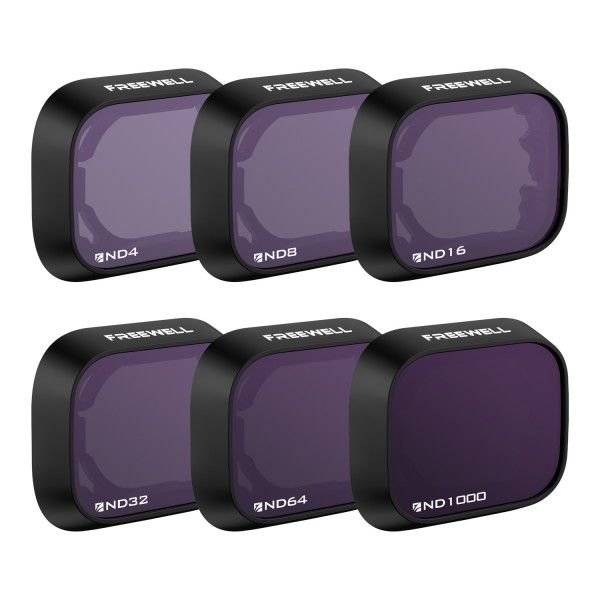 Freewell 6-Pack ND Filters (ND4, ND8, ND16, ND32, ND64, ND1000) for DJI Mini 3 Pro and Mini 3 - Ideal for All-Day Drone Photography