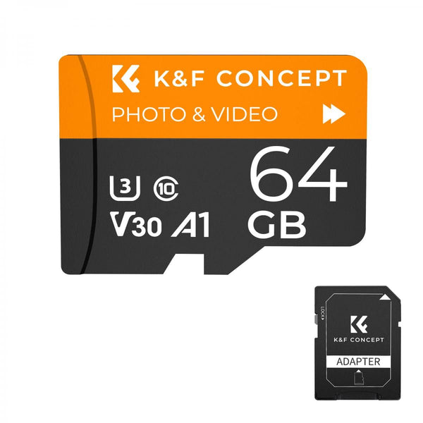 K&F Concept 64GB U3/V30/A1 Micro SD Card with Adapter