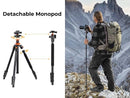 K&F Concept Aluminum Tripod Detachable Monopod with Quick Release Plate and BH-28 Ball Head