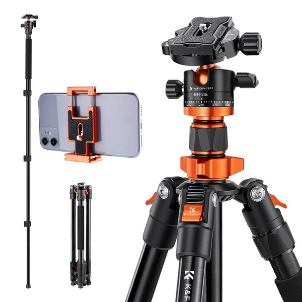 K&F Concept Aluminum Tripod Detachable Monopod with Quick Release Plate and BH-28 Ball Head