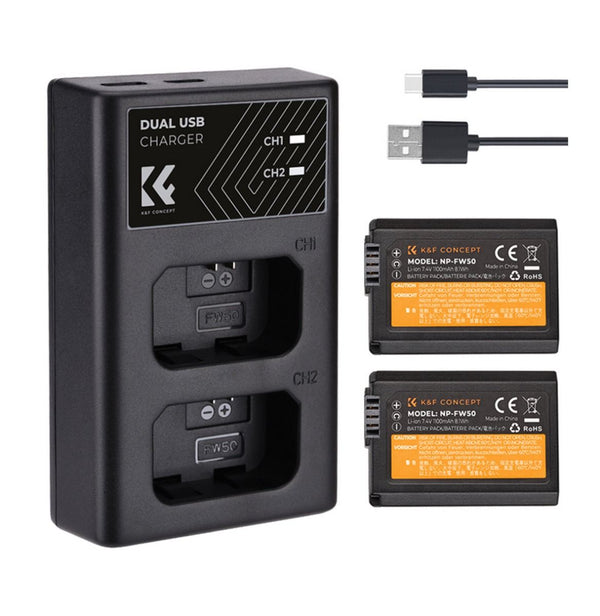 K&F Concept FW50 1030mAh Dual Battery with Dual Channel Charger