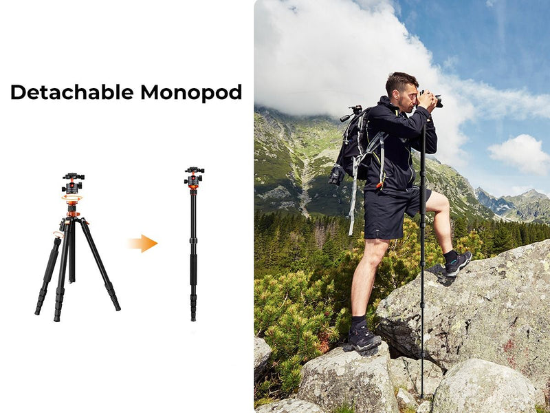 K&F Concept K255A4 Magnesium Aluminum Alloy Tripod with BH-28L Ball Head