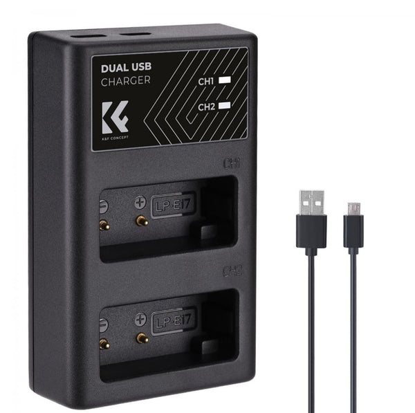 K&F Concept LP-E17 Dual Channel Charger with Type-C Charging Cable