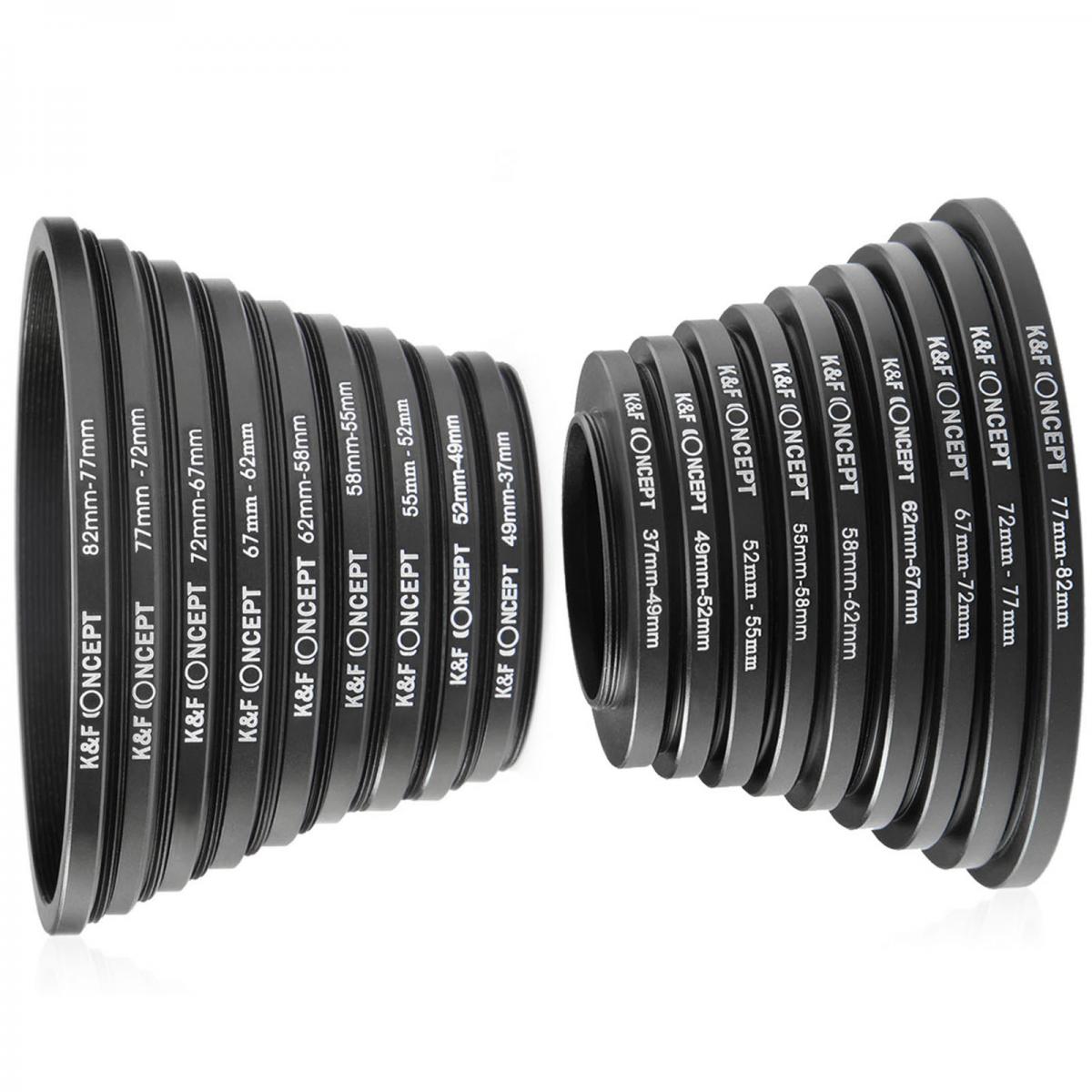 K&F Concept 18-in-1 Filter Adapter Set (9x Step Up Ring + 9x Step Down