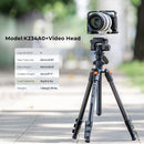 K&F Concept 64" Lightweight Travel Tripod with 3-Way Swivel Pan Tilt Head