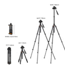 K&F Concept 64" Lightweight Travel Tripod with 3-Way Swivel Pan Tilt Head