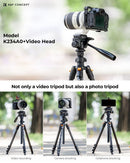 K&F Concept 64" Lightweight Travel Tripod with 3-Way Swivel Pan Tilt Head