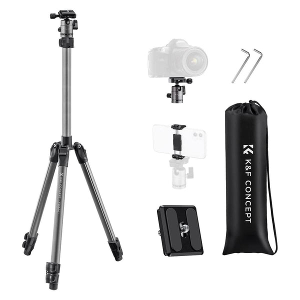 K&F Concept 66" Aluminum Tripod  with BH-25C CNC Ball Head
