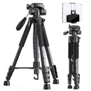 K&F Concept  58" Compact Tripod with 3-Way Pan Tilt Head (Black)