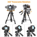 K&F Concept  58" Compact Tripod with 3-Way Pan Tilt Head (Black)