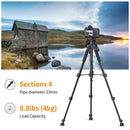 K&F Concept  58" Compact Tripod with 3-Way Pan Tilt Head (Black)
