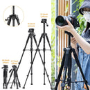 K&F Concept  58" Compact Tripod with 3-Way Pan Tilt Head (Black)