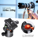 K&F Concept 67" Carbon Fiber Tripod with Metal Ball Head