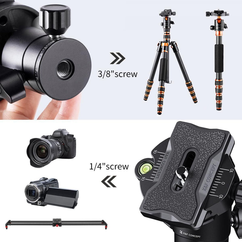 K&F Concept Camera Tripod Ball Head with 1/4" Quick Release Plate and Spirit Level