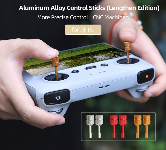 Sunnylife Aluminum Alloy Control Sticks for DJI RC Controller (Gold)