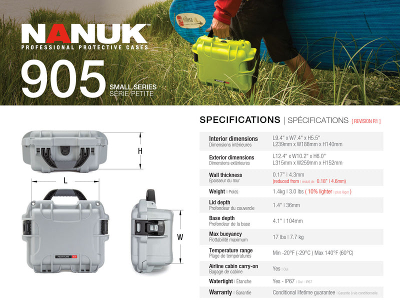 Nanuk 905 Case with Cubed Foam (Orange)