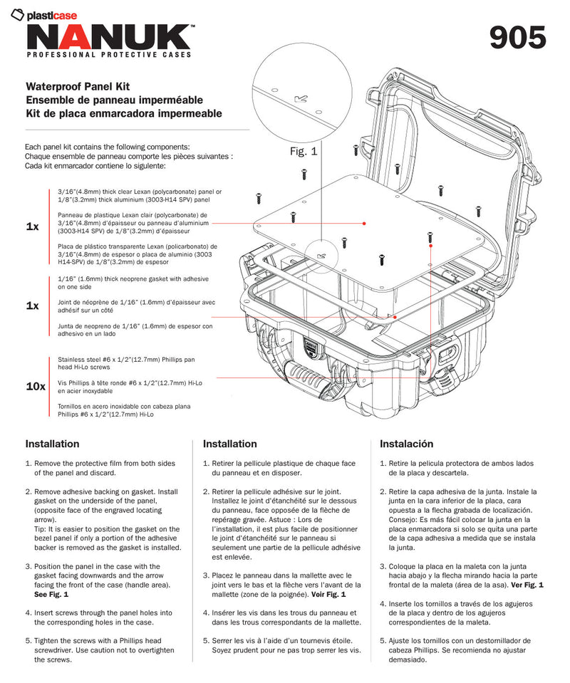 Nanuk Waterproof Panel Polycarbonate Kit for the 905 Nanuk Case