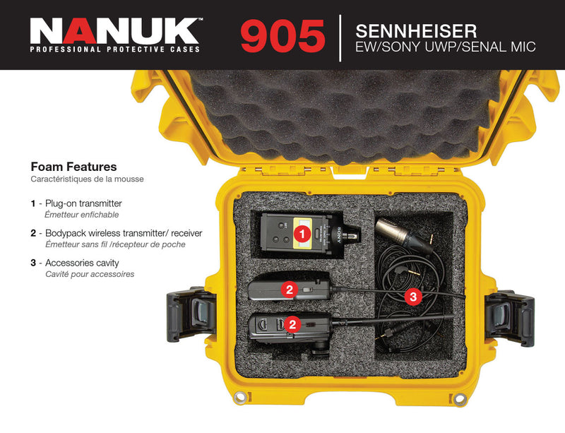 Nanuk 905 Case for Sennheiser EW/Sony or UWP/Senal System (Black)