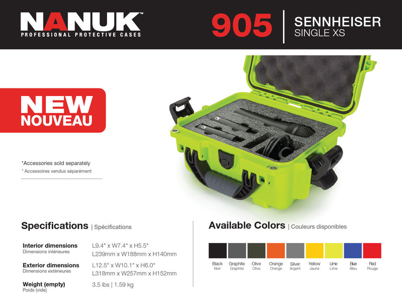 Nanuk 905 Case for Sennheiser Single XS (Lime)