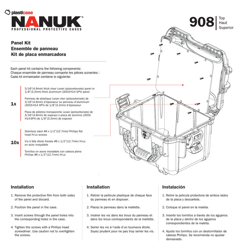 Nanuk Panel Aluminium Kit for 908 Nanuk Case (Top)