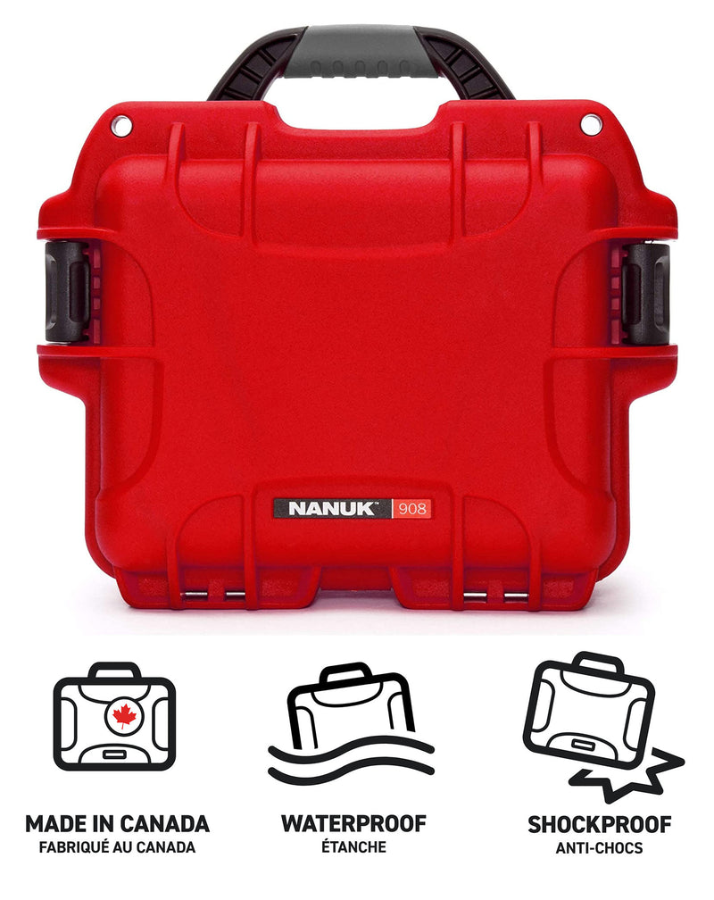 Nanuk 908 Case with Cubed Foam (Red)
