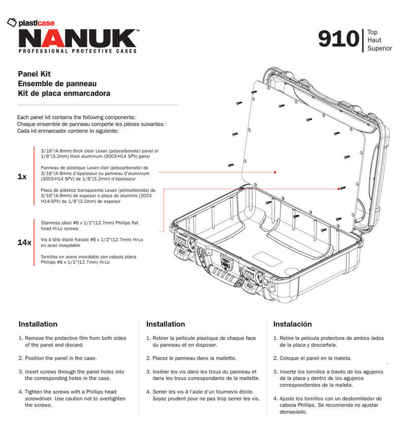 Nanuk Aluminium Panel Kit for 910 Nanuk Case (Top)