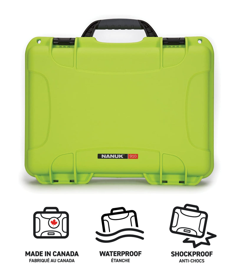 Nanuk 910 Case with Cubed Foam (Lime)