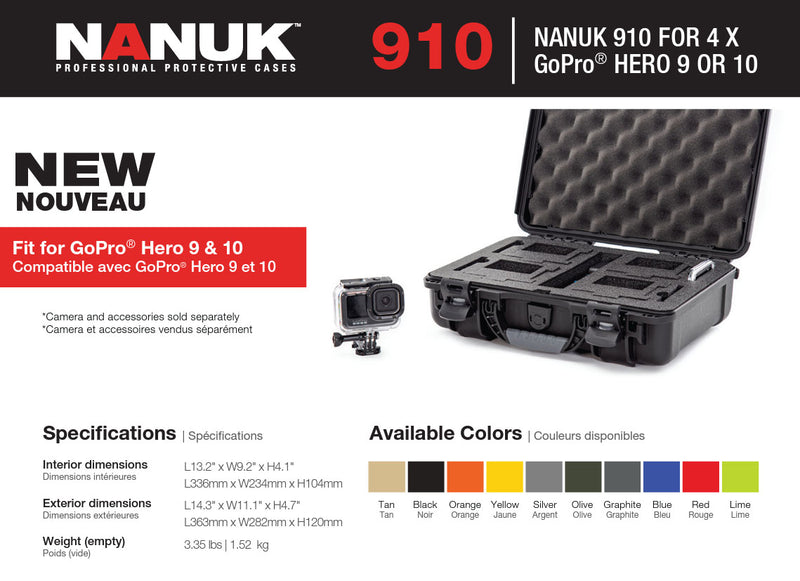 Nanuk 910 Case for (4 sets) GoPro HERO9/HERO10 (Black)