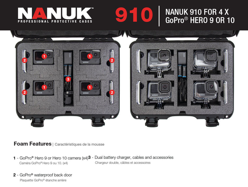 Nanuk 910 Case for (4 sets) GoPro HERO9/HERO10 (Black)