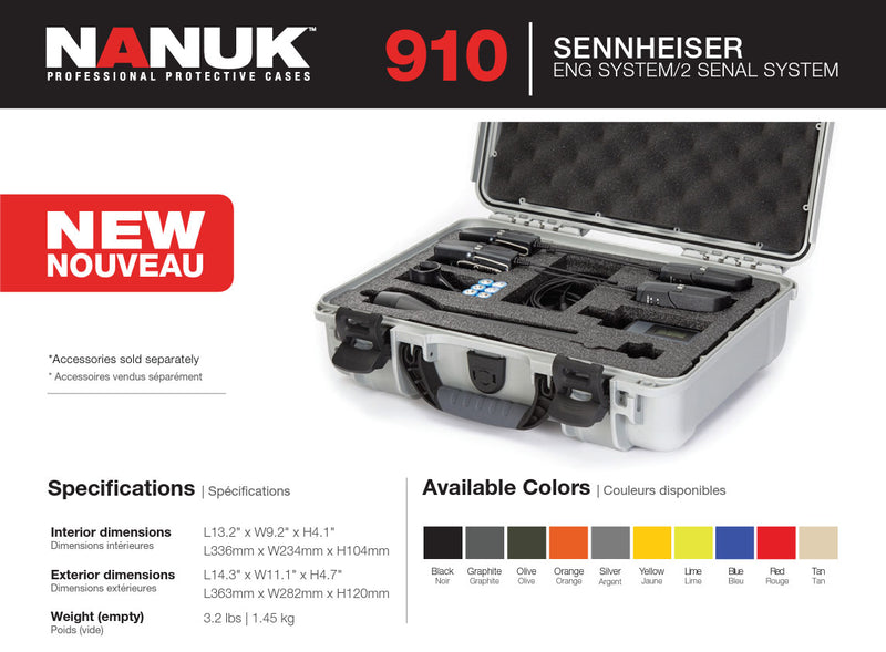 Nanuk 910 Case for Sennheiser ENG or Senal System (Red)
