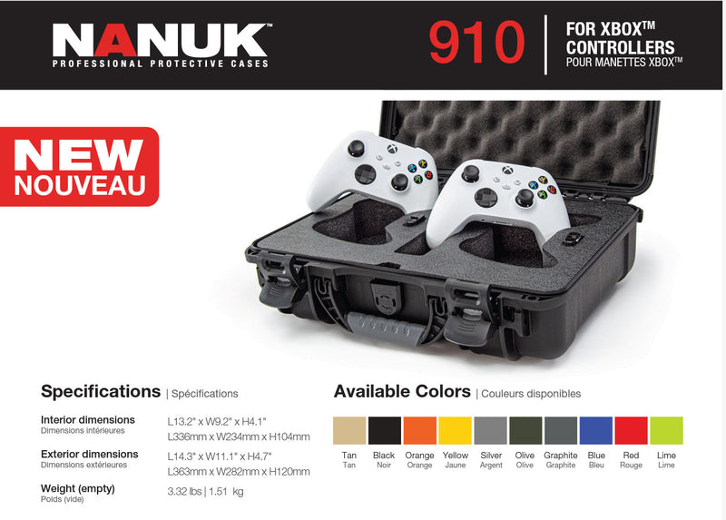 Nanuk 910 Case for 2 XBOX Controllers (Tan)