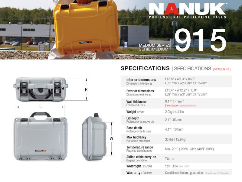 Nanuk 915 Case with Padded Divider (Blue)
