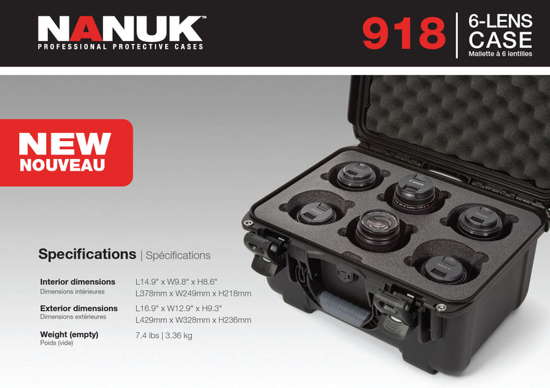 Nanuk 918 Case for 6 Camera Lens (Graphite)