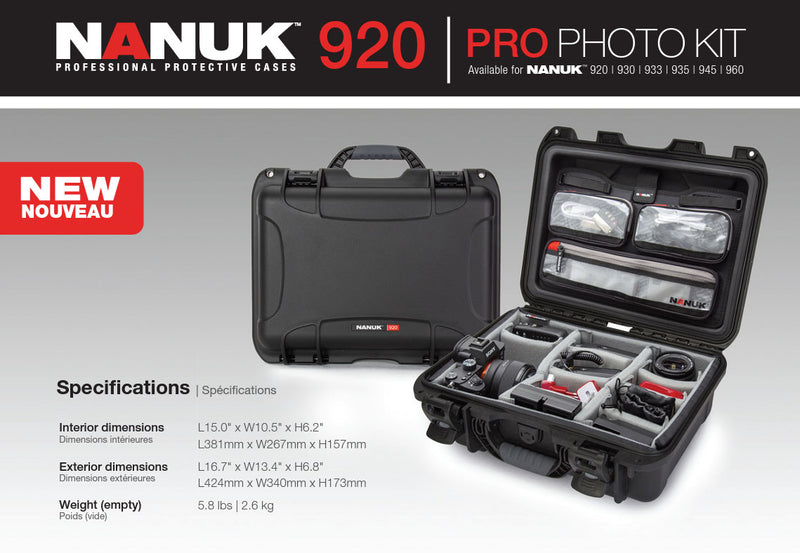 Nanuk 920 Pro Photo Case with Lid Organiser/Padded Divider (Black)