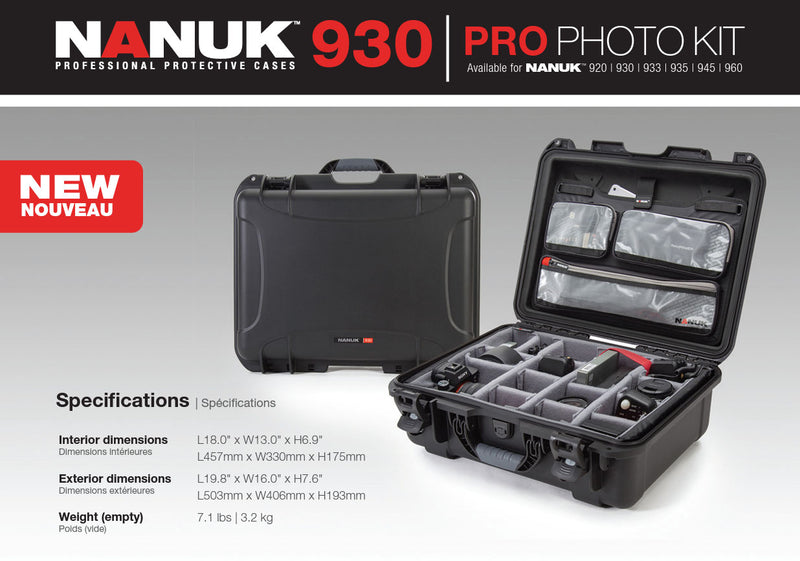 Nanuk 930 Pro Photo Case with Padded Divider and Lid Organizer (Black)