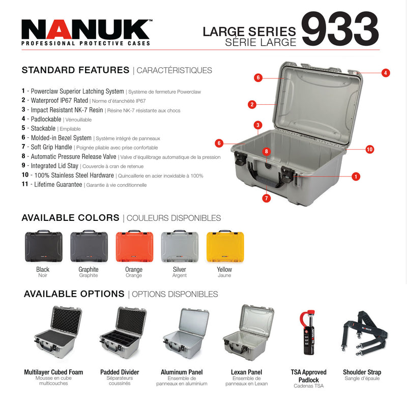 Nanuk 933 Case with Cubed Foam (Orange)