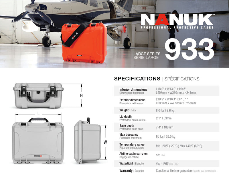 Nanuk 933 Case with Padded Divider (Black)