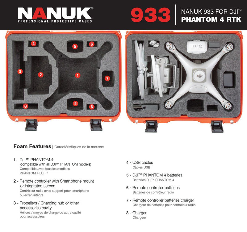 Nanuk 933 Case for DJI Phantom 3 / 4 / 4 Pro / 4 Pro + /  4 Pro + 2.0 / RTK (Yellow)