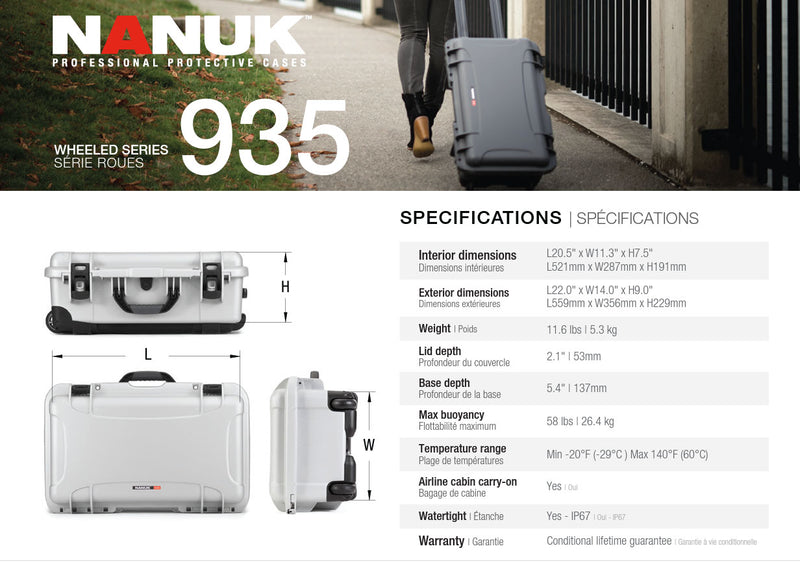 Nanuk 935 Case with Cubed Foam and Lid Organizer (Black)