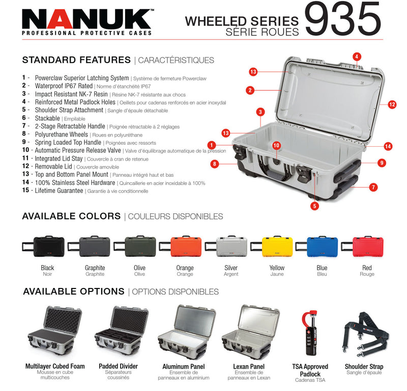 Nanuk 935 Case with Cubed Foam and Lid Organizer (Black)