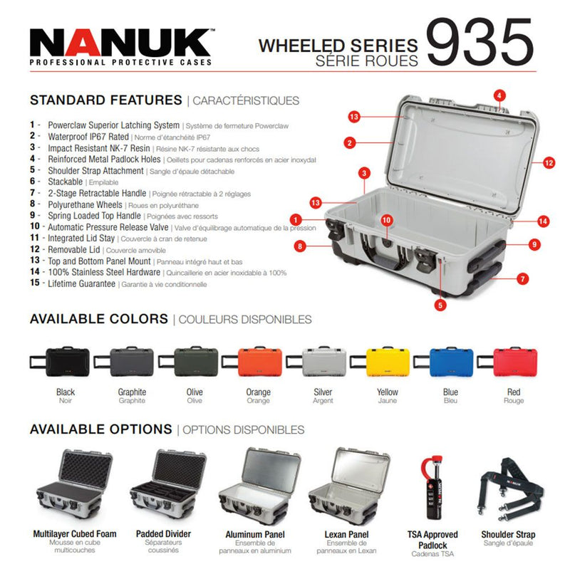 Nanuk 935 Case with Cubed Foam (Silver)
