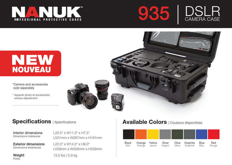 Nanuk 935 Case with Lid Organiser for 2 Bodies DSLR Camera (Graphite)