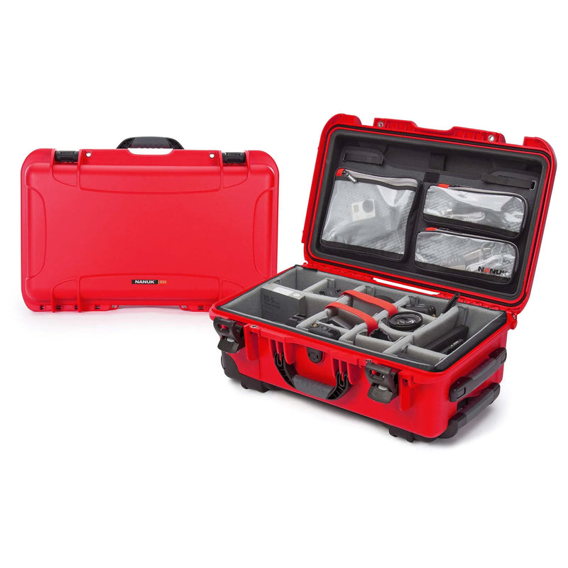 Nanuk 935 Pro Photo Case with Lid Organiser and Padded Divider (Red)