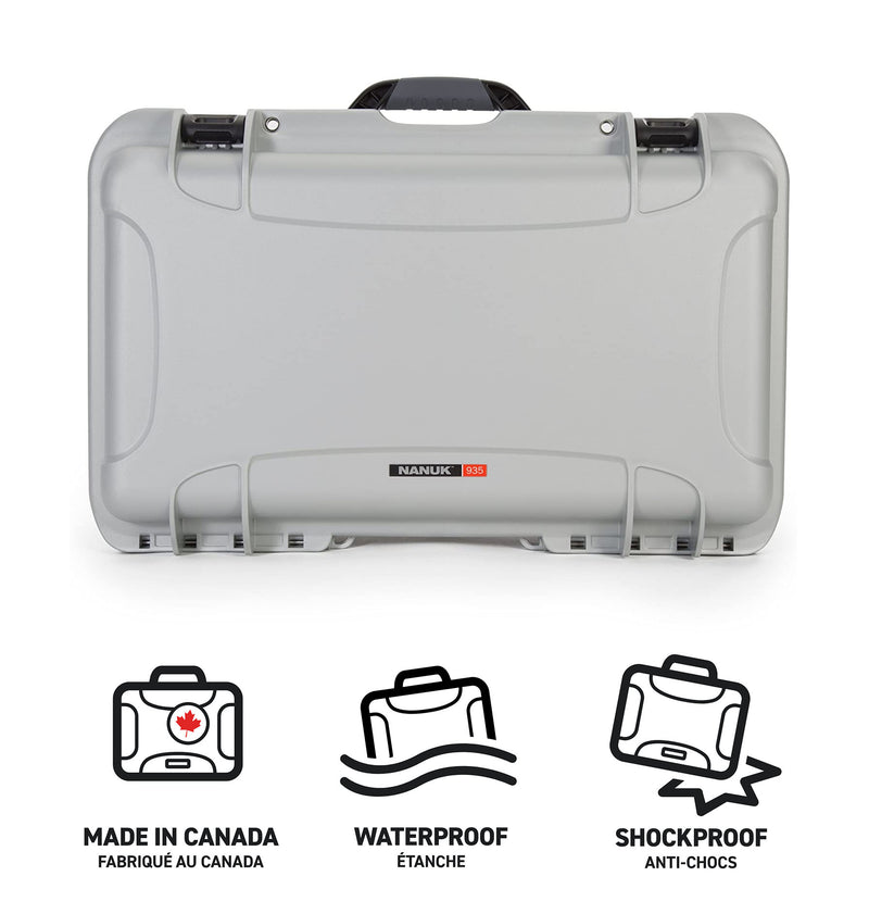 Nanuk 935 Pro Photo Case with Lid Organiser and Padded Divider (Silver)