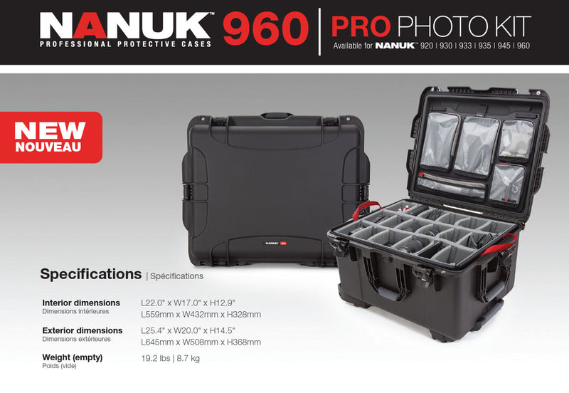 Nanuk 960 Case with Lid Organiser and Padded Divider (Black)