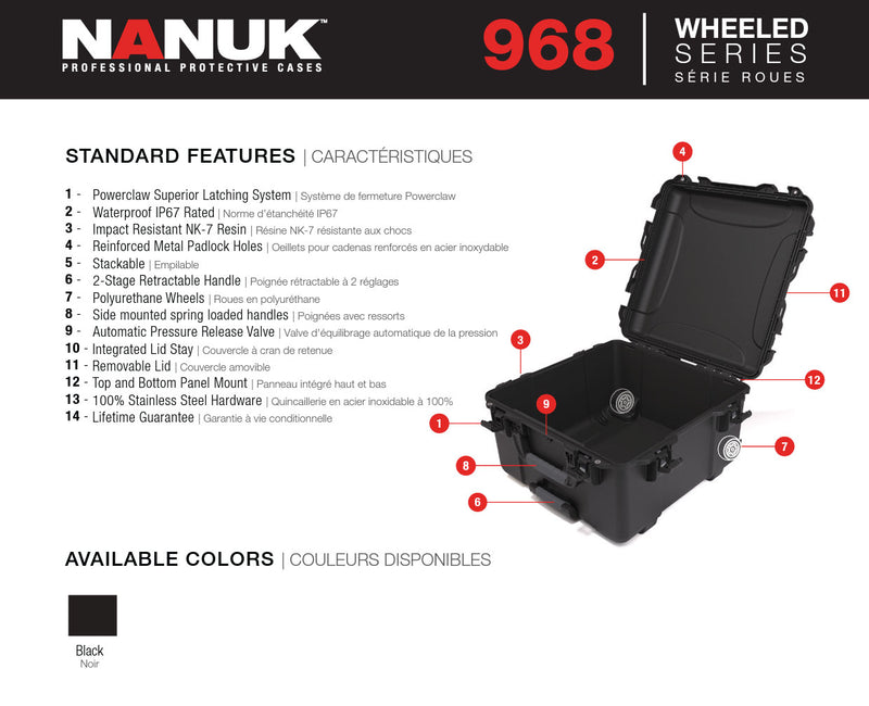 Nanuk 968 Nanuk Case with Cubed Foam (Black)