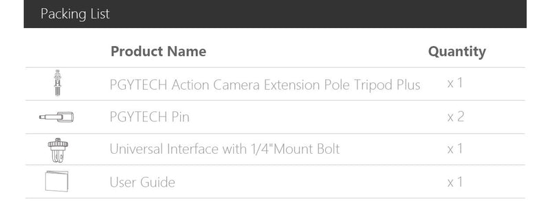 PGYTECH Action Camera Extension Pole Tripod Plus